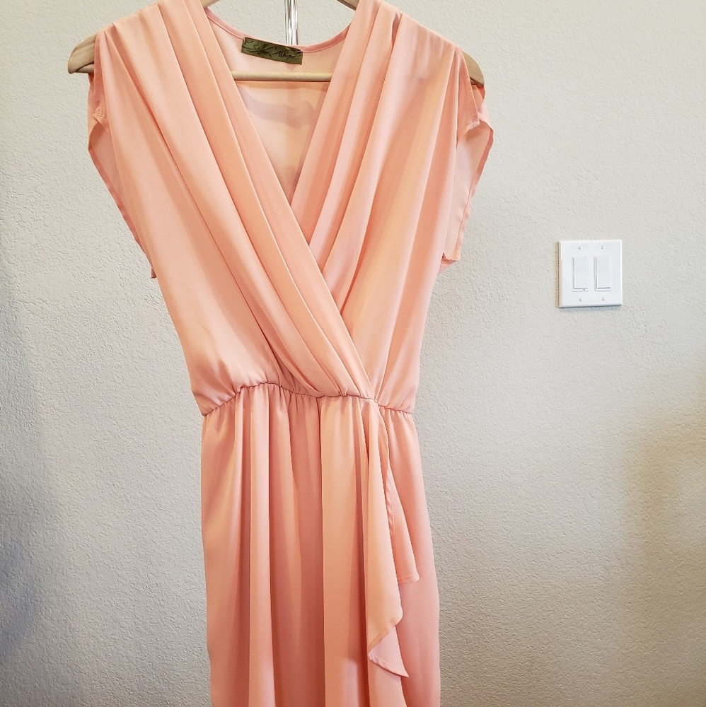 Peach Cap Sleve Dress